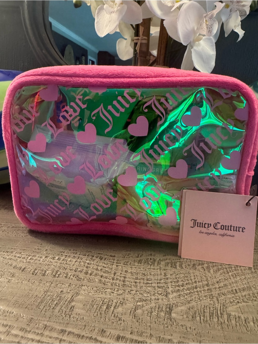 Juicy Couture Cosmetic Bag, 60 Eye Patches Next Serum Crème Nude Lipstick $120